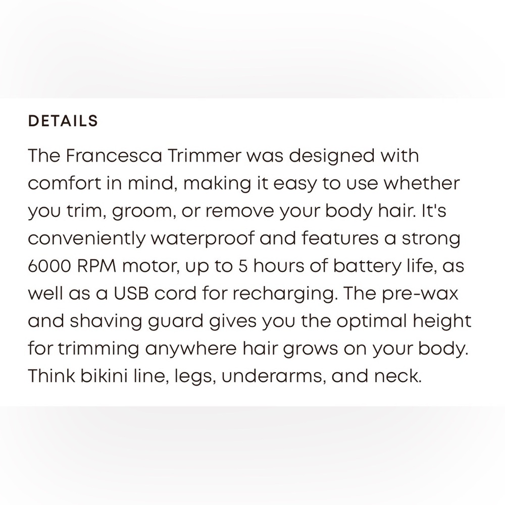 NWT Bushbalm The Francesca Body + Bikini hair trimmer - Picture 7 of 9